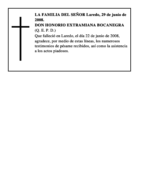 DON HONORIO EXTRAMIANA BOCANEGRA