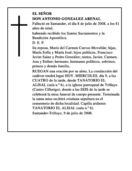 DON ANTONIO GONZALEZ ARENAL