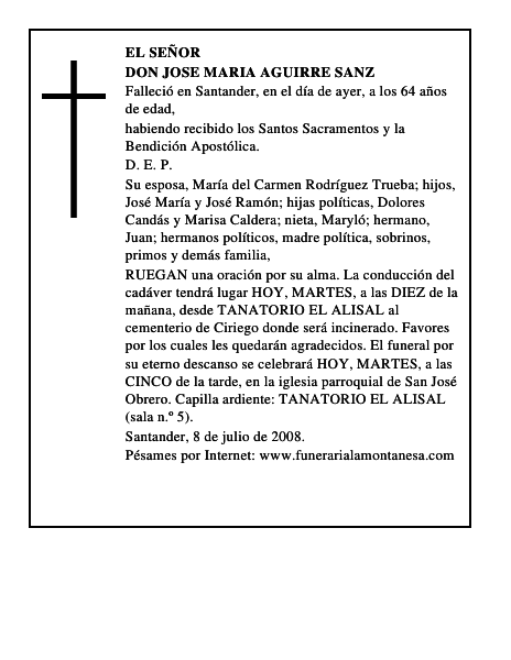 DON JOSE MARIA AGUIRRE SANZ