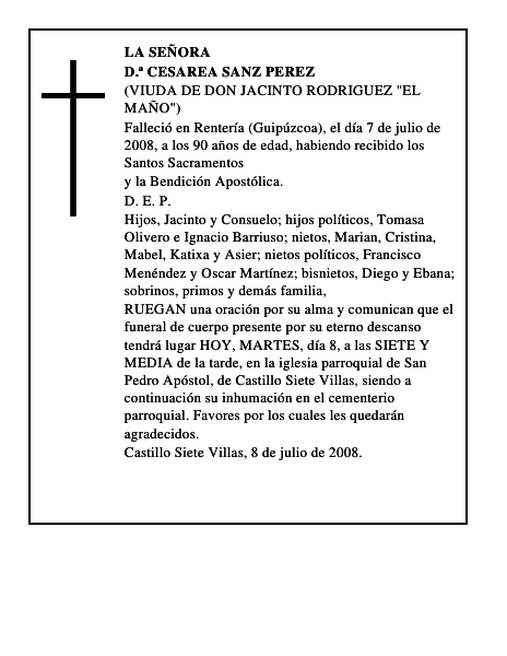 D.ª CESAREA SANZ PEREZ