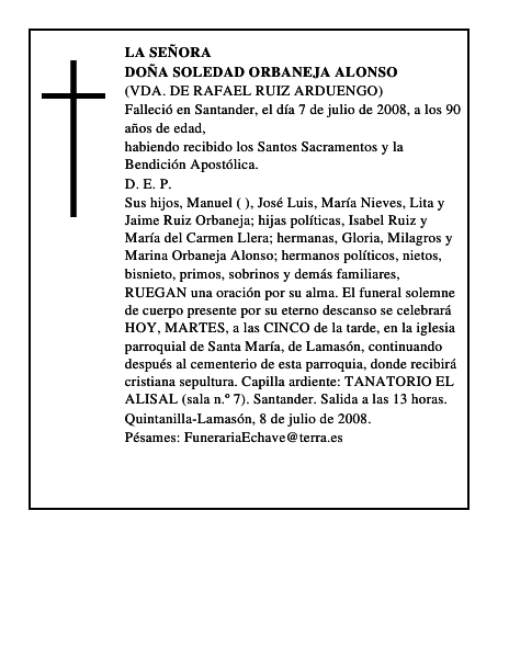DOÑA SOLEDAD ORBANEJA ALONSO