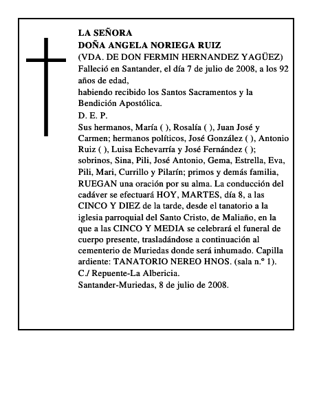 DOÑA ANGELA NORIEGA RUIZ