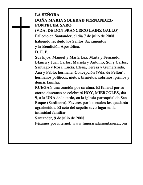 DOÑA MARIA SOLEDAD FERNANDEZ-FONTECHA SARO