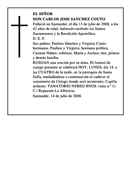 DON CARLOS JOSE SANCHEZ COUTO