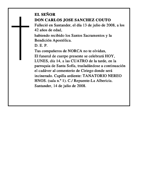 DON CARLOS JOSE SANCHEZ COUTO