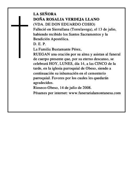 DOÑA ROSALIA VERDEJA LLANO