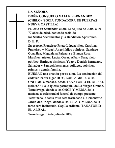 DOÑA CONSUELO VALLE FERNANDEZ