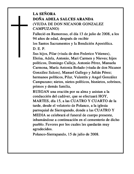 DOÑA ADELA SALCES ARANDA