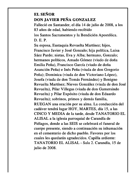DON JAVIER PEÑA GONZALEZ