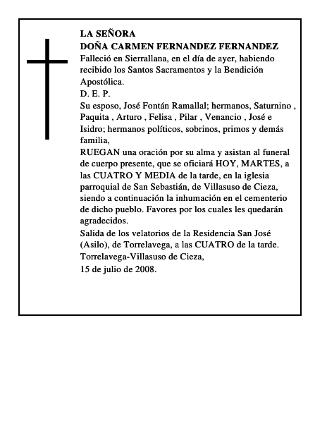 DOÑA CARMEN FERNANDEZ FERNANDEZ