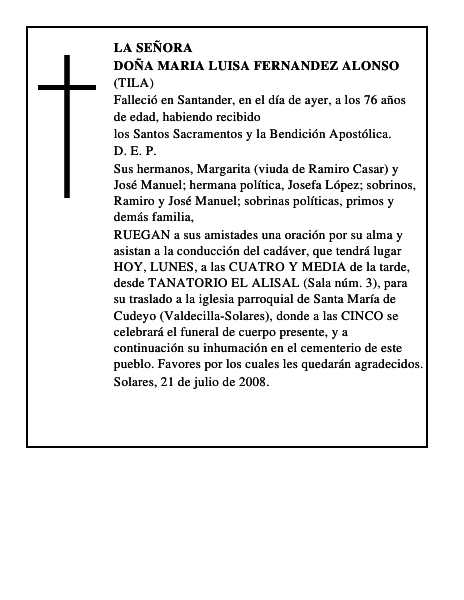 DOÑA MARIA LUISA FERNANDEZ ALONSO