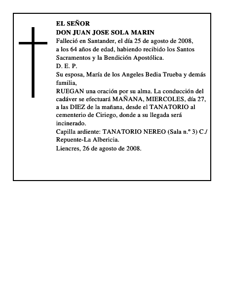 DON JUAN JOSE SOLA MARIN