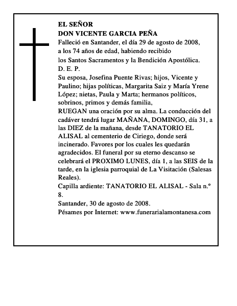 DON VICENTE GARCIA PEÑA