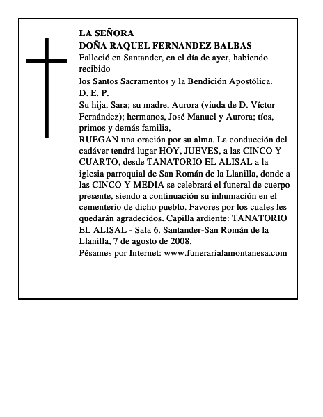 DOÑA RAQUEL FERNANDEZ BALBAS
