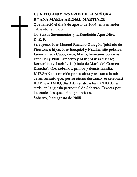 D.ª ANA MARIA ARENAL MARTINEZ