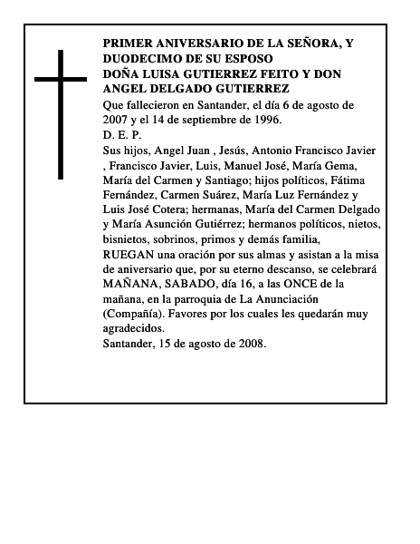 DOÑA LUISA GUTIERREZ FEITO Y DON ANGEL DELGADO GUTIERREZ