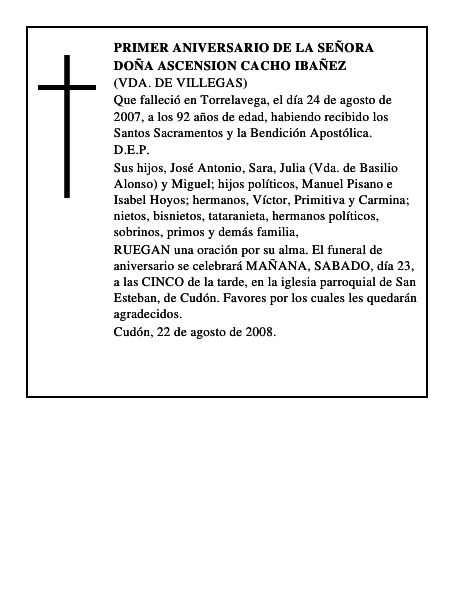 DOÑA ASCENSION CACHO IBAÑEZ