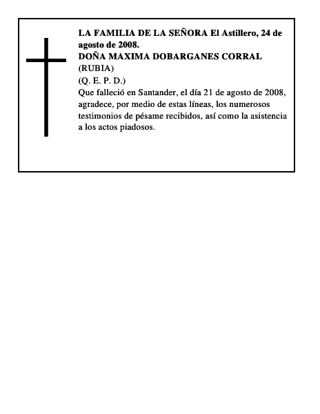 DOÑA MAXIMA DOBARGANES CORRAL