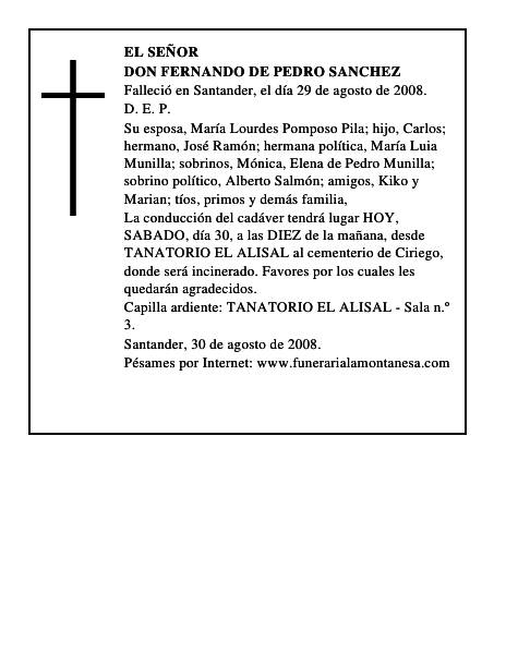 DON FERNANDO DE PEDRO SANCHEZ