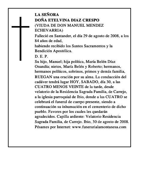 DOÑA ETELVINA DIAZ CRESPO