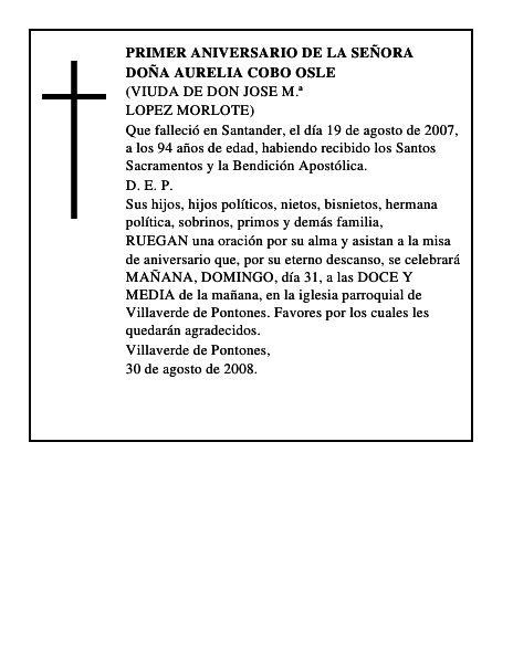 DOÑA AURELIA COBO OSLE