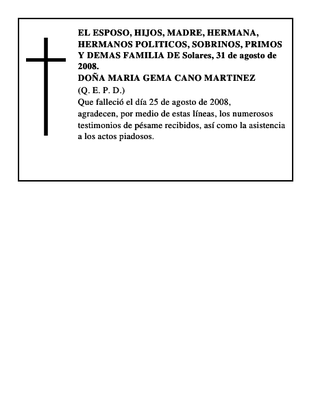 DOÑA MARIA GEMA CANO MARTINEZ