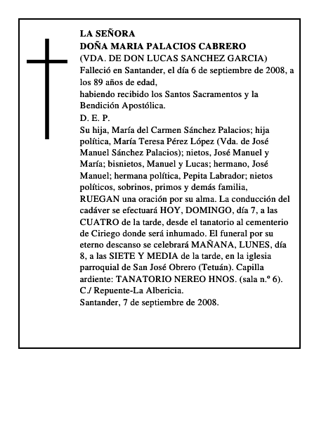 DOÑA MARIA PALACIOS CABRERO