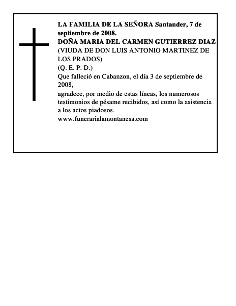 DOÑA MARIA DEL CARMEN GUTIERREZ DIAZ