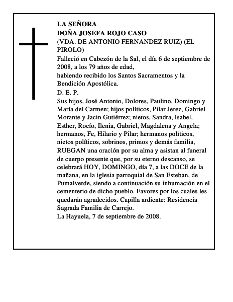 DOÑA JOSEFA ROJO CASO