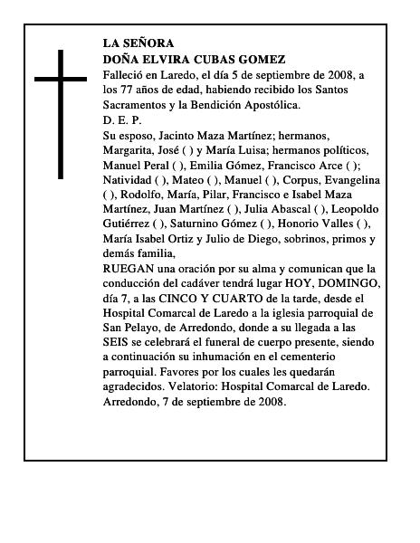 DOÑA ELVIRA CUBAS GOMEZ