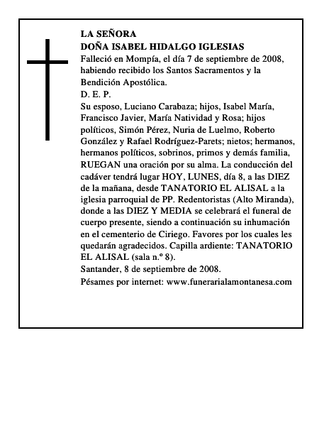 DOÑA ISABEL HIDALGO IGLESIAS