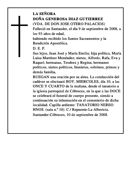 DOÑA GENEROSA DIAZ GUTIERREZ