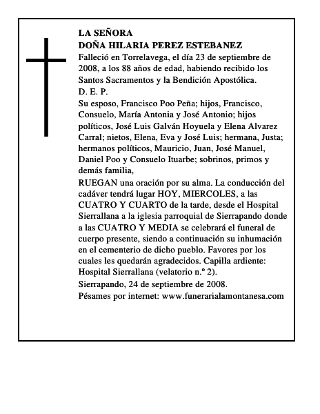 DOÑA HILARIA PEREZ ESTEBANEZ