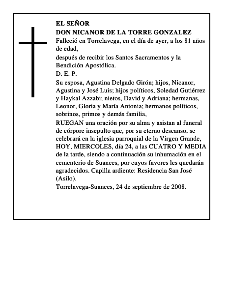 DON NICANOR DE LA TORRE GONZALEZ