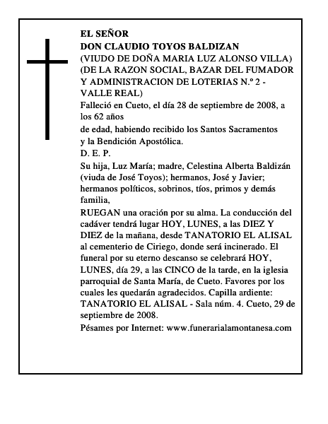 DON CLAUDIO TOYOS BALDIZAN