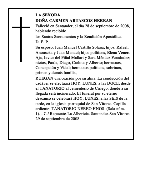 DOÑA CARMEN ARTASCOS HERRAN
