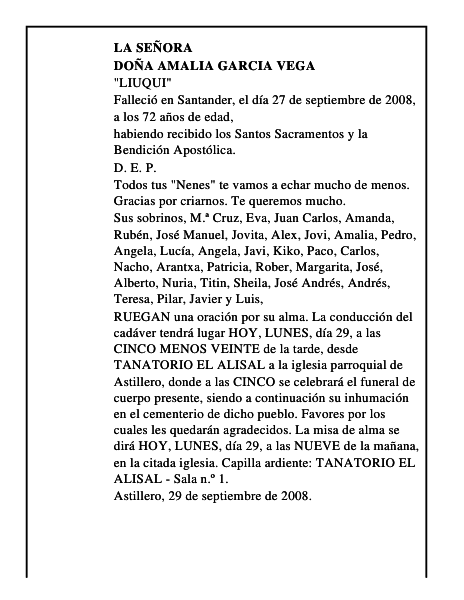 DOÑA AMALIA GARCIA VEGA