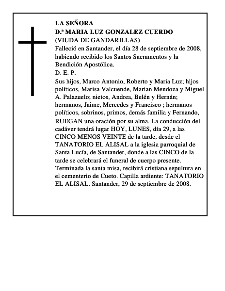 D.ª MARIA LUZ GONZALEZ CUERDO
