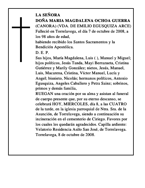 DOÑA MARIA MAGDALENA OCHOA GUERRA