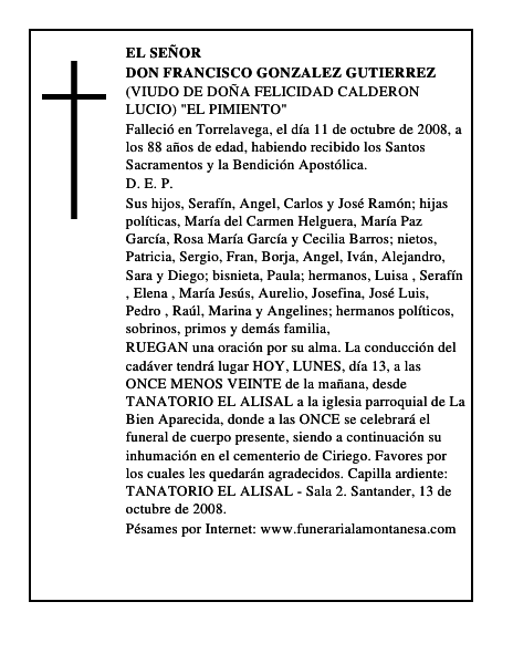 DON FRANCISCO GONZALEZ GUTIERREZ