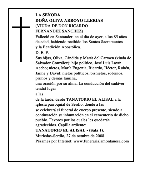 DOÑA OLIVA ARROYO LLERIAS