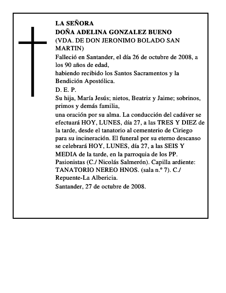 DOÑA ADELINA GONZALEZ BUENO