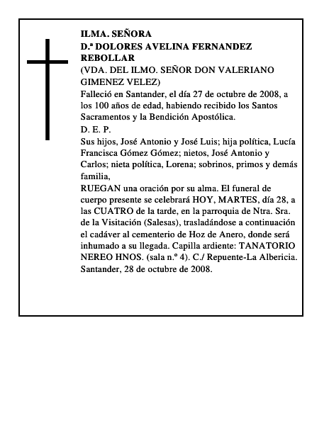 D.ª DOLORES AVELINA FERNANDEZ REBOLLAR