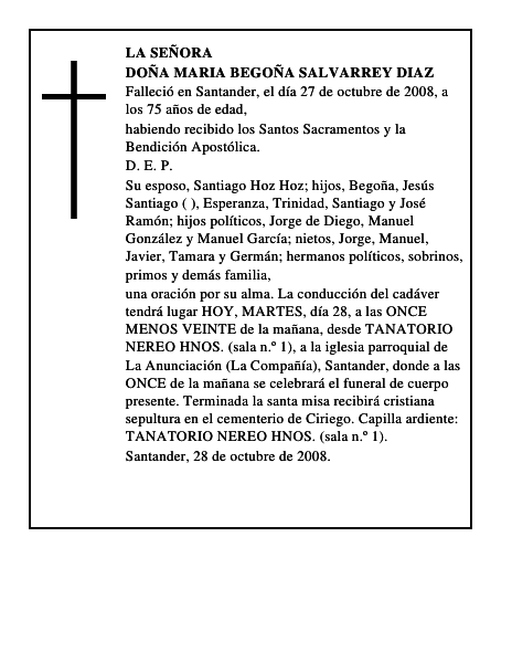 DOÑA MARIA BEGOÑA SALVARREY DIAZ