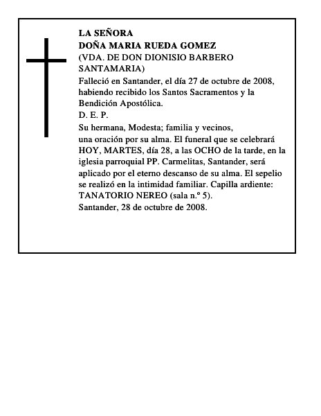 DOÑA MARIA RUEDA GOMEZ
