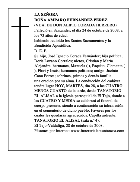 DOÑA AMPARO FERNANDEZ PEREZ
