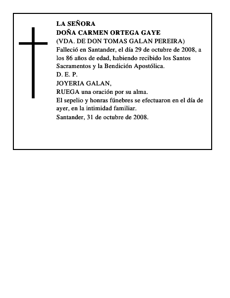 DOÑA CARMEN ORTEGA GAYE