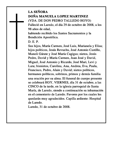 DOÑA MANUELA LOPEZ MARTINEZ