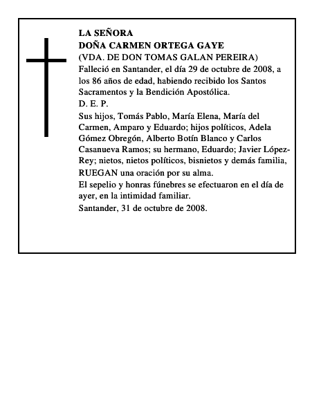 DOÑA CARMEN ORTEGA GAYE