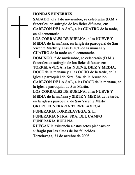HONRAS FUNEBRES